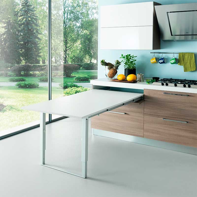 Table escamotable en mélaminé blanc pour tiroir de 900mm