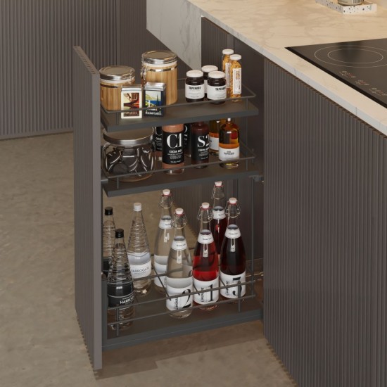 Porte-bouteilles extractible Anthracite 3 Hauteurs Compact Basal