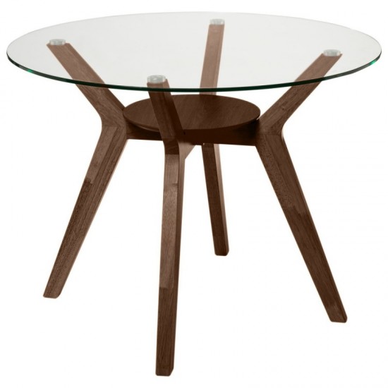 Table Fixe Sabrine Verre/Noyer