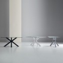 Table Fixe Demi Verre/Blanc