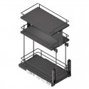 Porte-bouteilles extractible Anthracite 3 Hauteurs Compact Basal