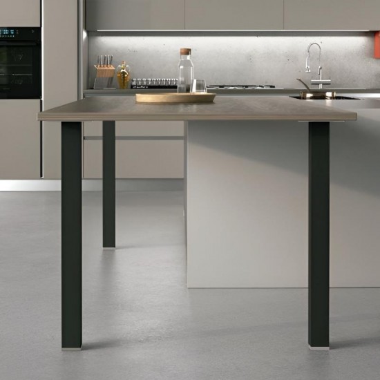 Ensemble de deux pieds de table de 900 mm pour péninsule de cuisine, finition noire.