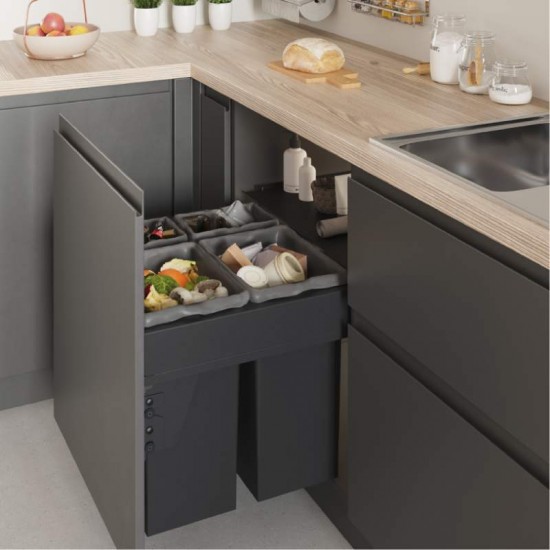 Bacs de Recyclage des Déchets 2 x 24 + 2 x 8 L avec un Système de Guides