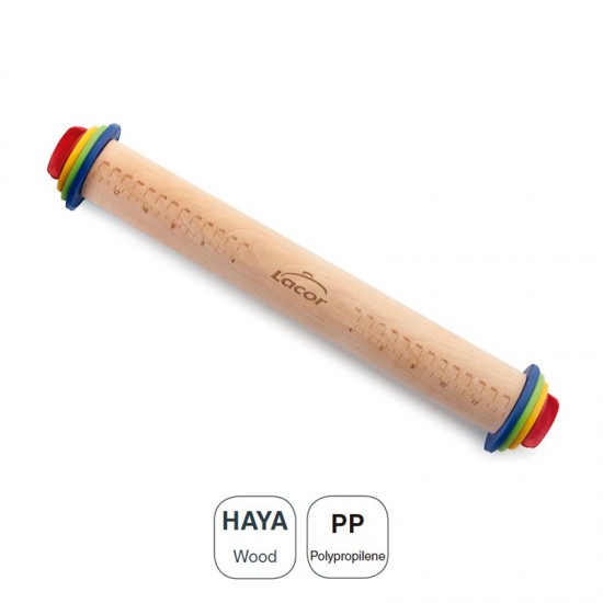 Rouleau à pâtisserie en Bois de Hêtre avec des Anneaux