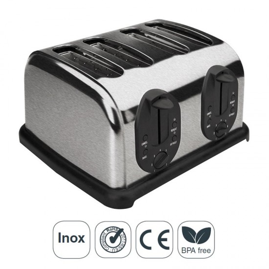 Grille-pain Automatique 4 Emplacements pour les Tranches de Pain