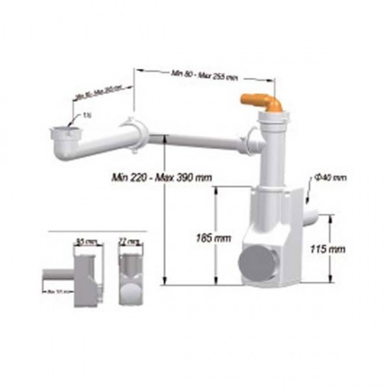 Siphon d'économiser de l'Espace 1-en route vers l'Évier